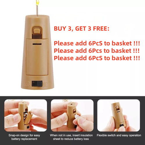 BUY 3, GET 3-Copper Bottle String Lights LED Warm Fairy Wine Cork Shape 20 Led - Picture 2 of 11