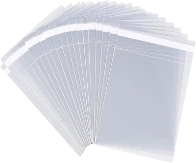 Crystal Clear Poly Bags  with Flap 11 1/4'' x 14 1/8'' 100 pack, self adhesive