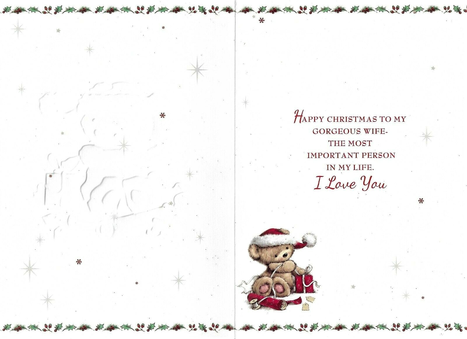 WIFE CHRISTMAS CARD With Love Lovely Quality Cute - free p &amp; P | eBay