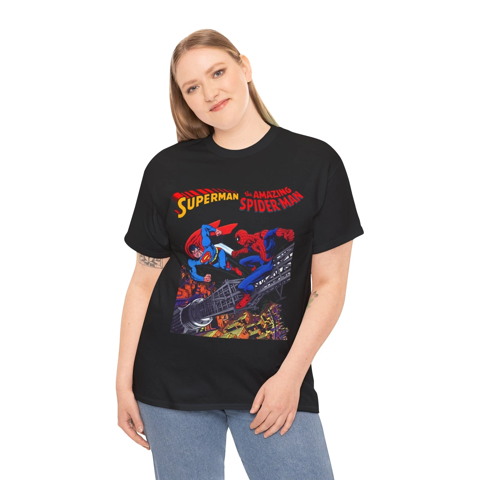 Superman & Amazing Spider-Man T-Shirt - DC/Marvel Comics Crossover - 1970s