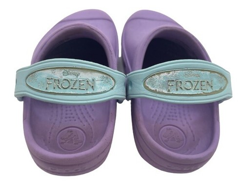 Mädchen Crocs Disney Frozen Clogs Jugend 8-9 lila blau Schuhe - Bild 5 von 7