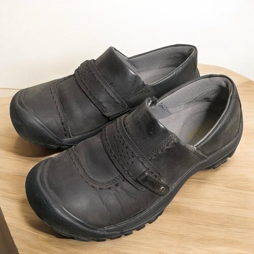 Mocassino Keen Kaci slip on in pelle da donna taglia 7 pieno fiore nero