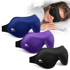 3 Pack 3D Sleep Masks, True Blackout, Zero Eye Pressure, Adjustable Strap