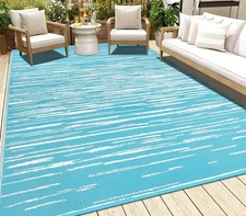 HEBE Outdoor Rug 5'x8' for Patios Clearance Waterproof Patio Mat Plastic Stra...