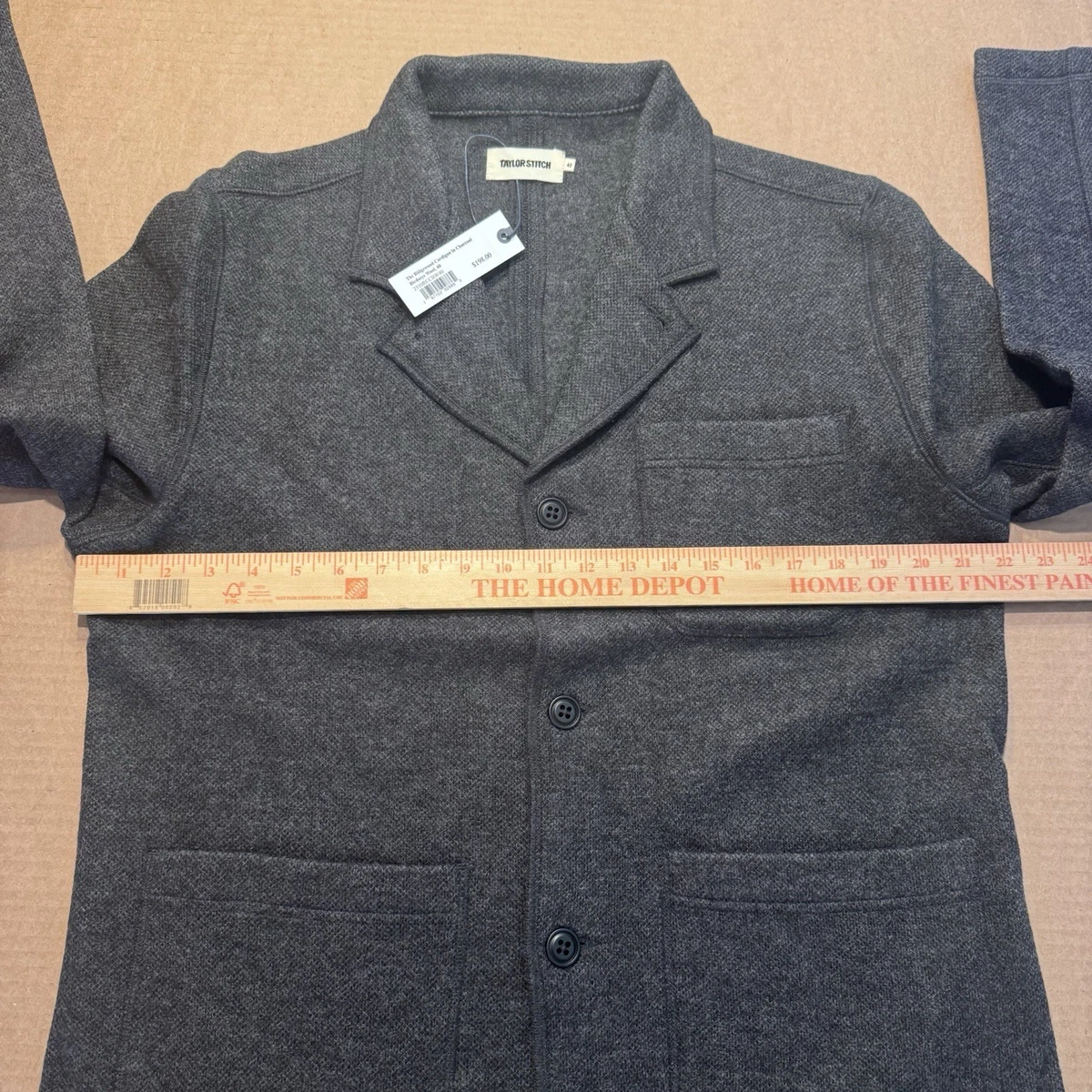 Cárdigan Taylor Stitch The Ridgewood en Lana Carbón Birdseye 40 Mediano Nuevo
