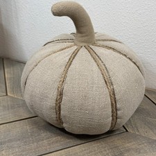 POTTERY BARN SHIMMER PUMPKIN SHAPED PILLOW 11X7" FALL/AUTUMN READ BROWN/BEIGE