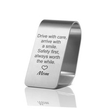 Drive with Care Arrive with A Smile Engraved Stainless Steel Car Visor Silver13