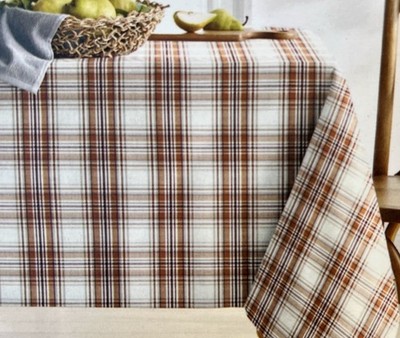 Ralph Lauren Fall Orange Tartan Plaid Cloth Tablecloth 60” X 84