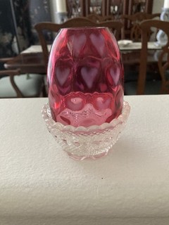 Fenton Heart Optic Fairy Lamp In Cranberry Opalescent/1998 #4905 CR