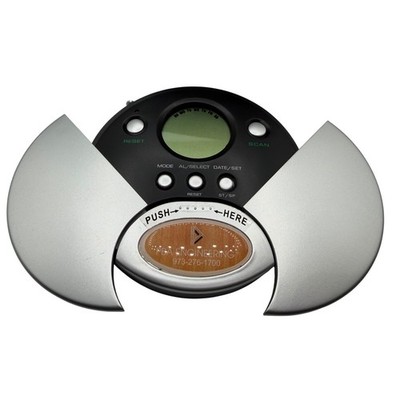 Vintage 90's Top Robot Radio Silver FM Scan Portable Digital Clock Retro Y2K