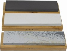 Arkansas Sharpening Stone Set - Wood Mounted 6" 6 inch