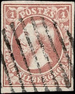 Lussemburgo Lussemburgo 1852 Guglielmo III 1Sgr. timbro lingotto rosa carminio O