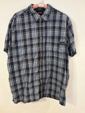 Used Dickies Men's Short Sleeve Blue Plaid 2XL Button Up Free Ship