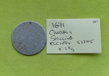 1671 Silver One SHILLING Coin King Charles II (1660-85) 5.29grams ESC 1034 S3375