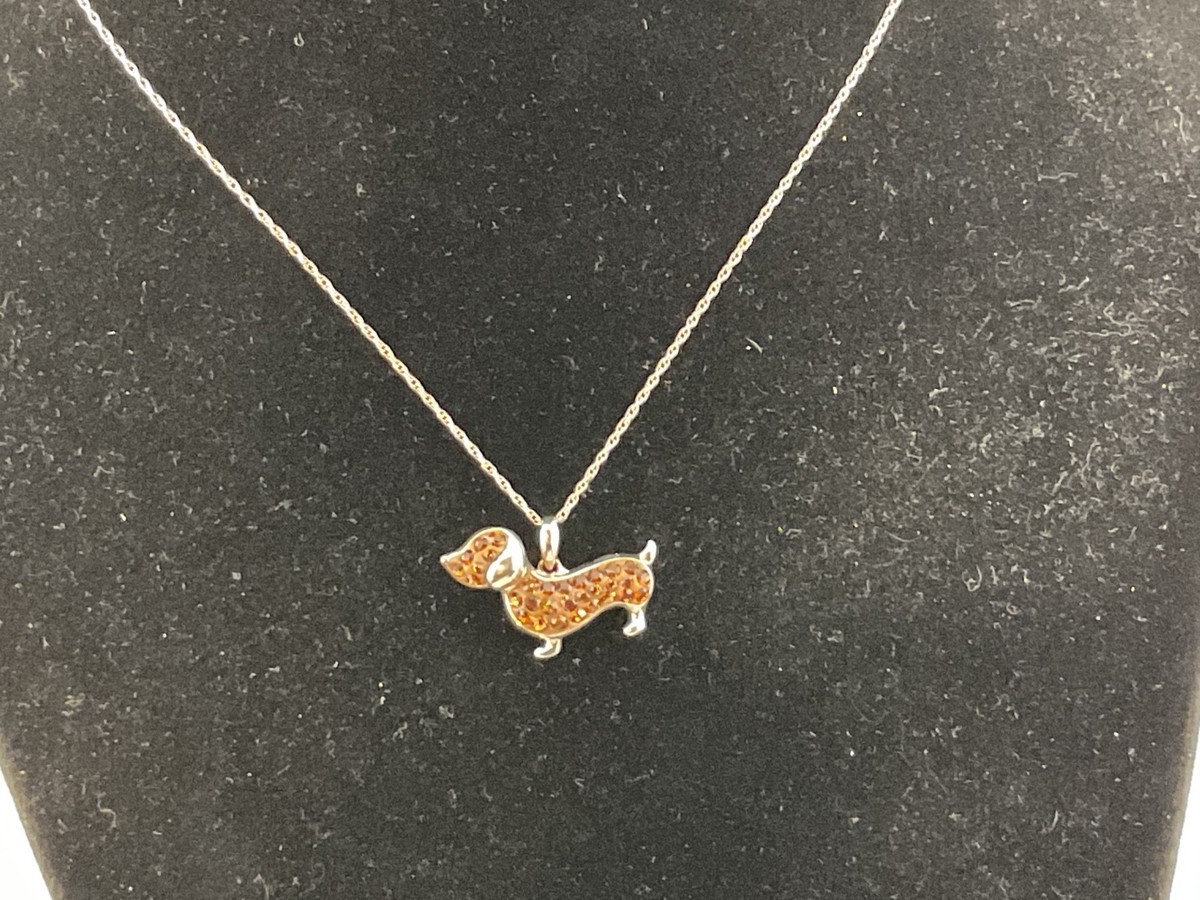 SWAROVSKI ダックス✨ Lot #2337 Dachshund 925 Sterling Pendant with Swarovski Crystal 18