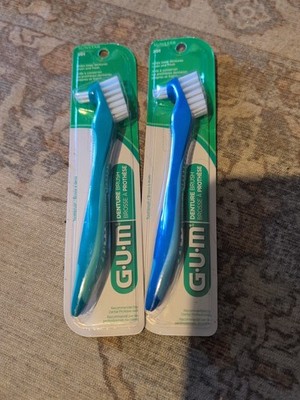 2 Count - GUM Denture Dental Brush #201 Sunstar New Colors May Vary