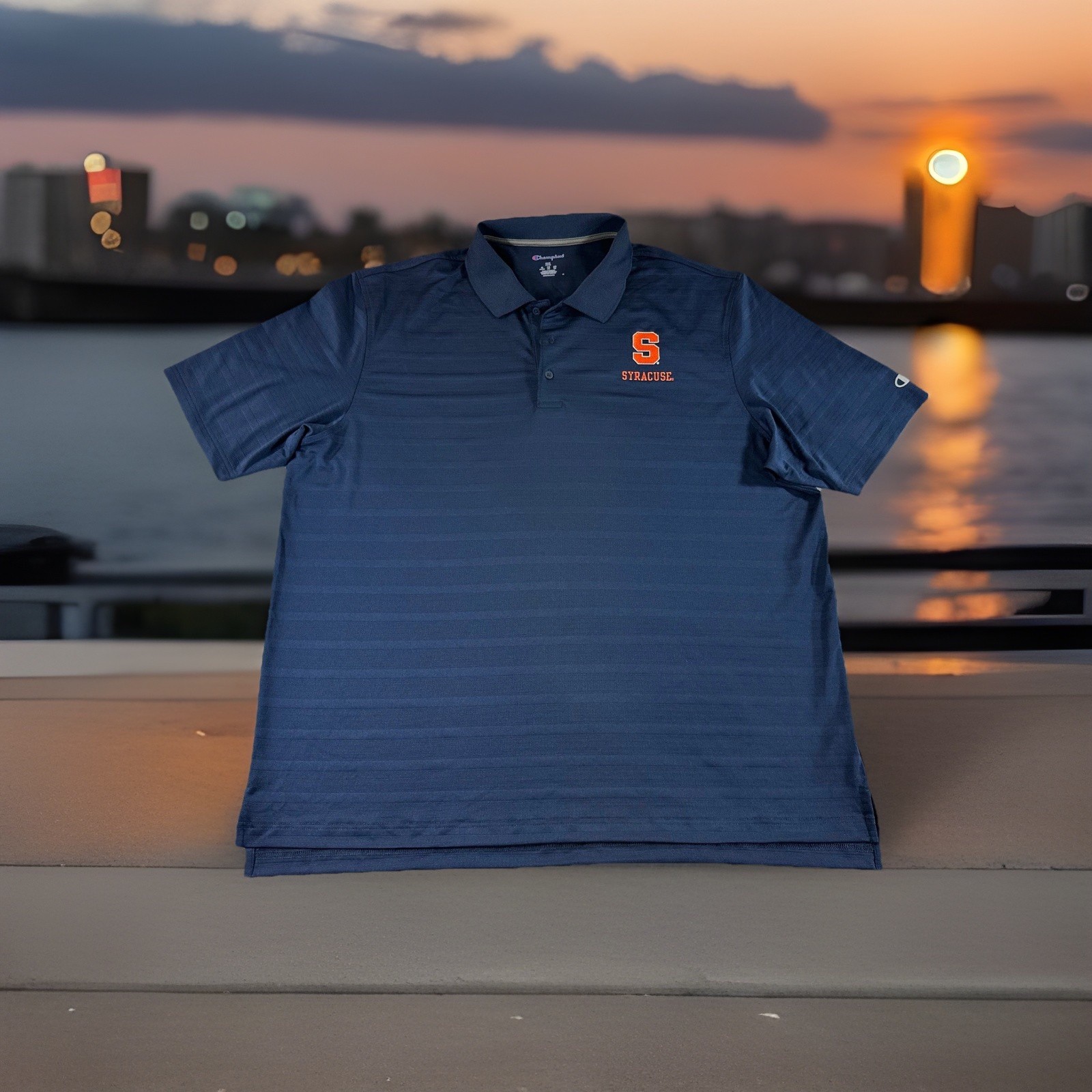 Syracuse  University Champion Navy Blue Polo Shirt Men's 2XL Embroidered Logo