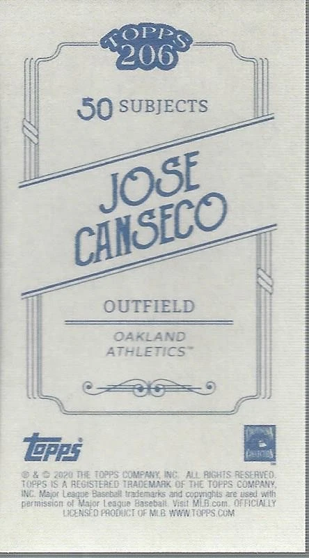 2020 Topps 206 Wave 5 Mini Baseball Card #19 Jose Canseco - Image 2 of 2