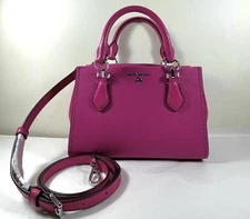 Michael Kors Marilyn Wild Berry Pink Leather Small Satchel Crossbody Bag
