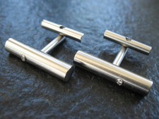 Manschettenknöpfe Edelstahl Top Design mit echten Diamanten im Brillant Schliff