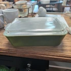 Pyrex #0503 Green Refrigerator Dish 1.5 Quart w/Ribbed Lid #503 Vintage 1960's