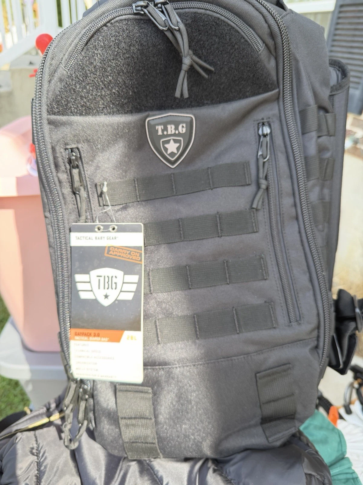 TBG Tactical Baby Gear Black Day Pack Diaper Bag Backpack Built In Changing Mat