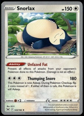 Snorlax 143/196 2023 World Championship LP+ Pokemon Card Gabriel Fernandez Deck