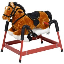 Adjustable Spring Rocking Horse 132lb Load Brown Color Realistic Design