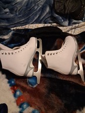 Jackson Women's Figure Ice Skates w/ Blades Hook  Loop Size 10 White/Gray