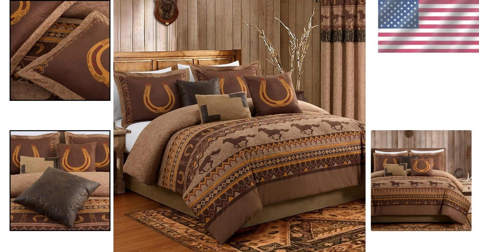 Ropa de cama de microgamuza rústica Wild Horses, 7 piezas Foto 2 de 4