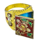 Vintage Cloisonne Enamel Poison Ring Secret Compartment Costume Jewelry 11.5-12