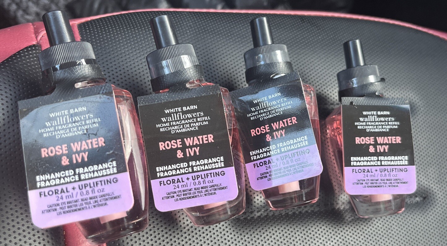 x4 Bath & Body Works Wallflowers Refill Rose Water & Ivy Enhanced Floral