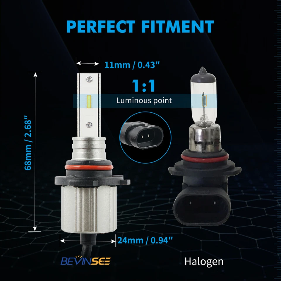 Bevinsee 2X HB3 9005 H10 9145 LED Headlight Hi/Low Beam Fog Light Globes 40W 12V - Image 4 of 4