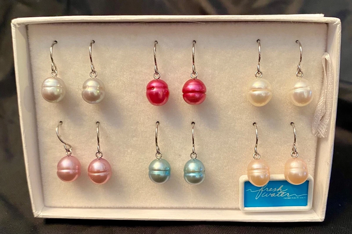 Honora Fresh Water Cultured Pearl Earring Set of Six Ringed 7 8MM Diameter