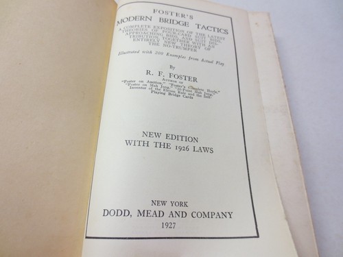 Foster's Bridge Tactics by R F Foster with the 1926 laws vintage hardcover - Imagen 2 de 4