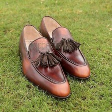 Handmade Men's Leather New Formal Dress Loafers  Slip-Ons driving shoes-473