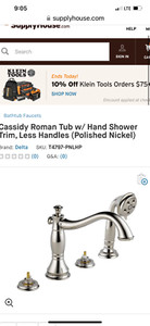 Delta T4797-polished nickel WITH ROUGH IN & Handels