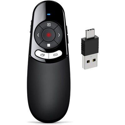 USB C Presenter, Kabellose 2.4 GHz Powerpoint Fernbedienung, Pointer für Präs...