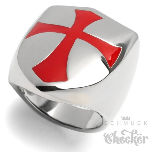 Templer Ring Kreuzritter Siegelring Rotes Tatzenkreuz Kreuz Edelstahl Hochwertig - Bild 31 von 36