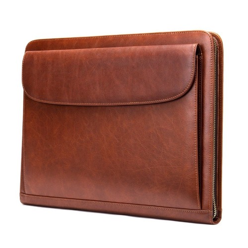 Men's Leather A4 Document Organizer Portfolio Case Business Folder - Picture 3 of 14