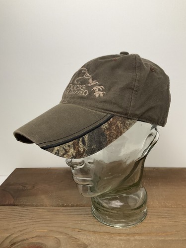 Ducks Unlimited Waxed Canvas Hat Camo Edge DU Leader Cap Excellent