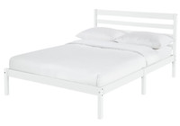 Home Kaycie Double Wooden Bed Frame - White | Sturdy Solid Wood Bed for Bedroom