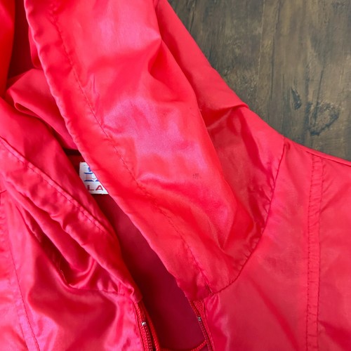 VTG LACOSTE IZOD 1/4 Zip Rain Jacket Unisex Sz M (10-12) Red Pullover Retro 80s - Picture 9 of 13