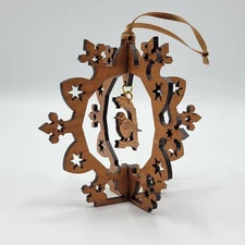 Handcrafted Wooden Bird Hanging Ornament Christmas Holiday Tree Decor