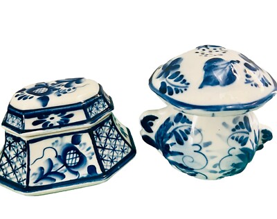 Gzhel Blue White Handpainted Fine Porcelain Salt Spice Box Or Shaker Choose one
