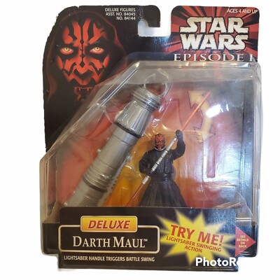 STAR WARS Episode 1 Deluxe DARTH MAUL + Lightsaber 3.75'' Action Figure 1998 *NEW