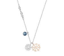 Women Cubic Zirconia Snowflake Silver Pendant Necklace Choker Gift Box I34