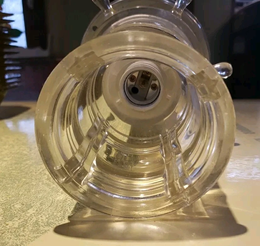 Vintage 1940s-50s Nautical Ocean Lantern Glass Light Lamp Ceiling Fixture - Image 4 of 4