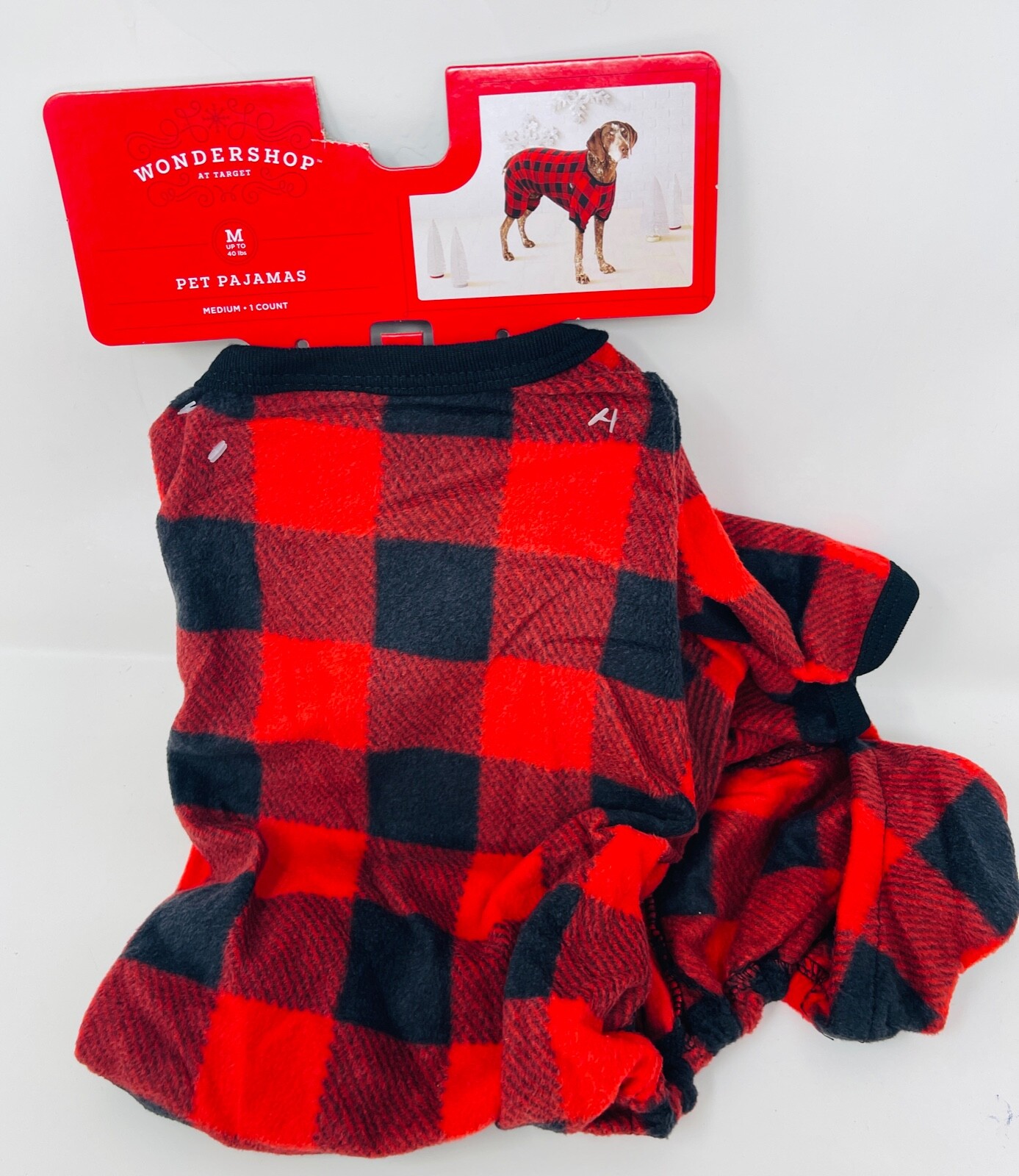 Red & Black Checkered Plaid Pet Pajamas Dog Clothes SIZE M (up to 40