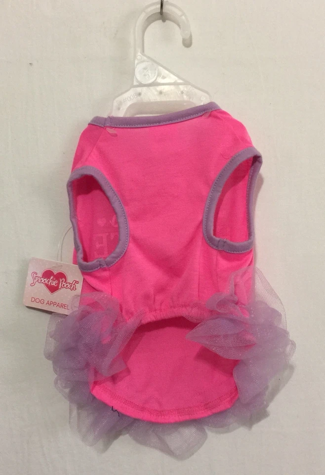 Smoochie Pooch Dog DRESS "Mommy's Favorite" Pink-Purple Ruffle & Bow-Bling Small - Image 2 of 2
